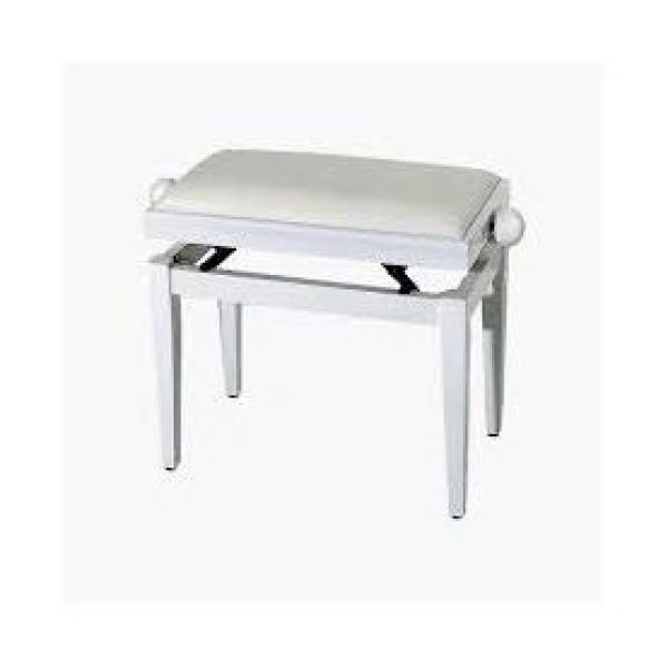 SATIN WHITE HEIGHT ADJUSTABLE PIANO BENCH WHITE SKAY SITTIN